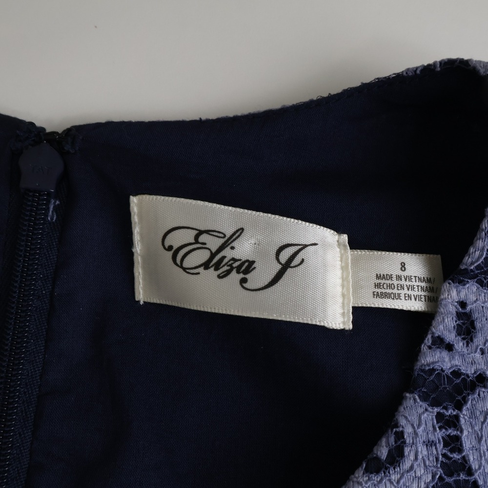 Eliza J Womens Navy Blue Lace Fit Flare Midi Dress EJ8M8252 Size 8 - Picture 6 of 8